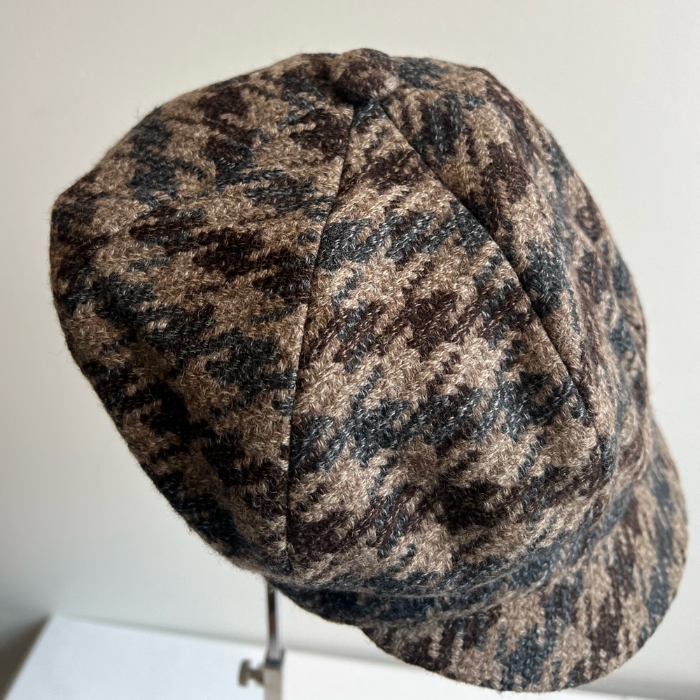 MJM Since 1829 Italian Virgin‎ Wool Houndstooth Newsboy Cap - Picture 3 of 10